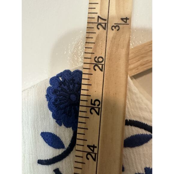 Boden Embroidered Floral White Sleeveless Top Womens 14 Crepe Cottagecore Boho‎ - Picture 4 of 8